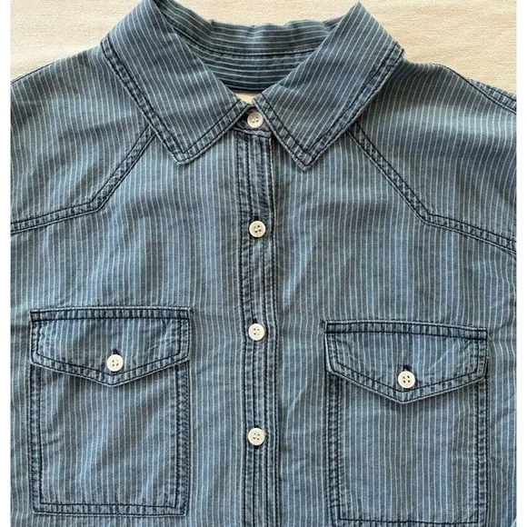 Hester Orchard Shirt Blue Stripe Tencel Western Button Down Sz Med NWT Farmcore - Picture 4 of 12
